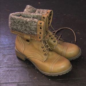 Knitted foldover combat boots